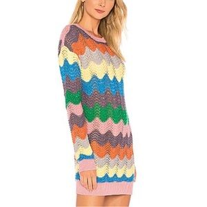 Lovers + Friends You Rock Sweater Dress | Multicolor Chevron | XS | Like New